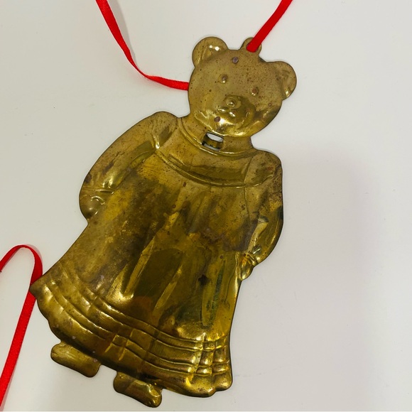 Vintage Department 56 Brass Teddy Bear Ornament Set of 4 - Picture 5 of 7
